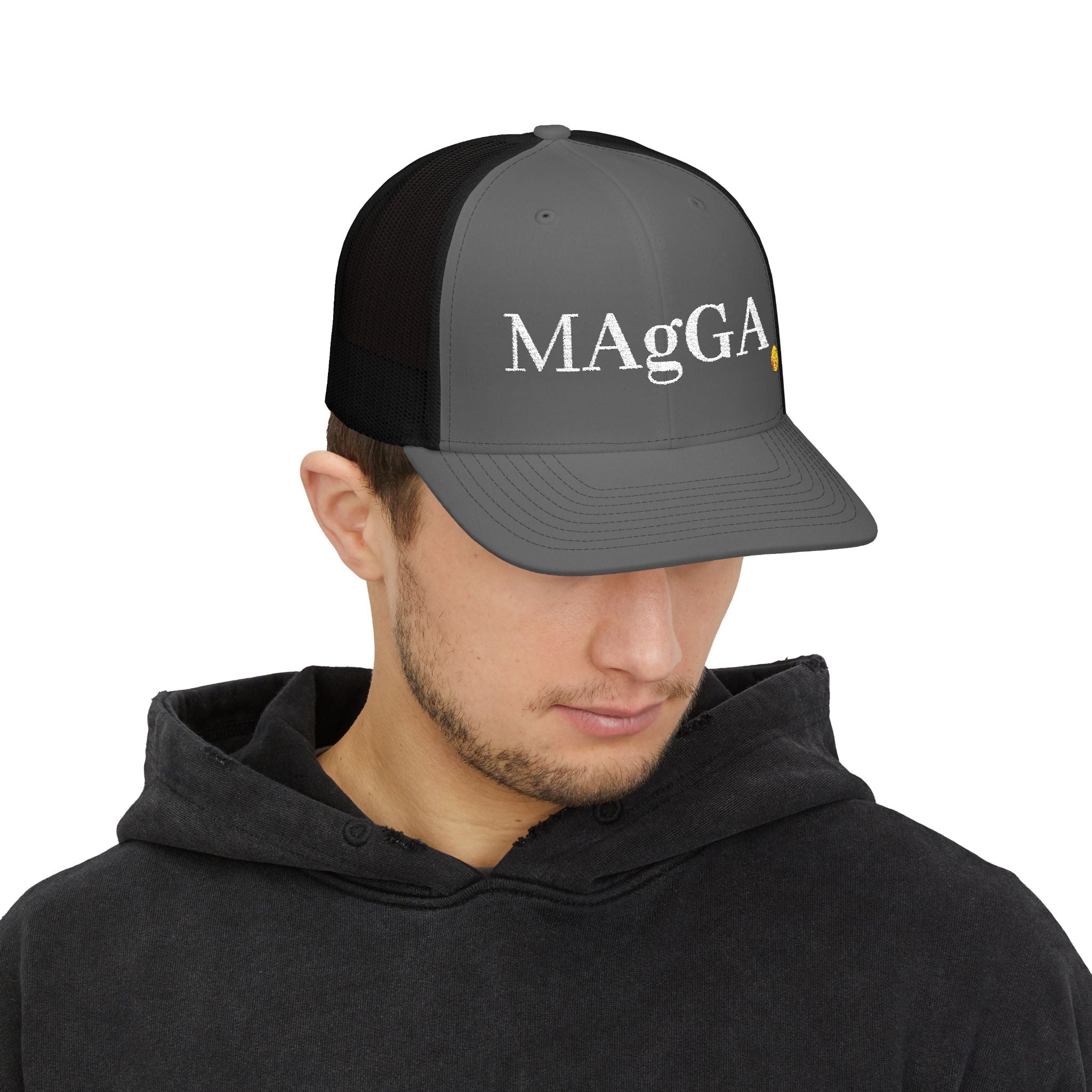 Embroidered Trucker Cap – 'MAgGA' Retro Logo Snapback